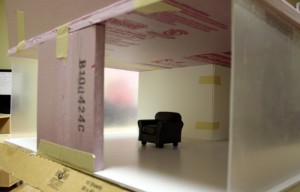 Dry Fitting the Nyne Styrofoam Modern Dollhouse