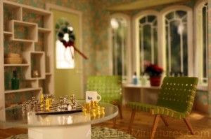 Holiday decorations miniature modern dollhouse scene