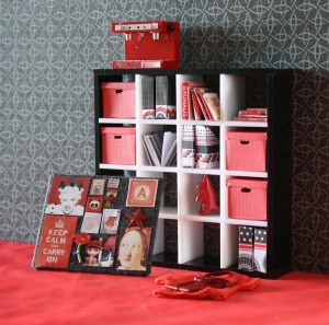 Dollhouse miniature scene red office scene