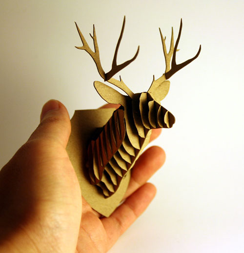 Prototype 2 Miniature Cardboard Deer Head, Trophy Head