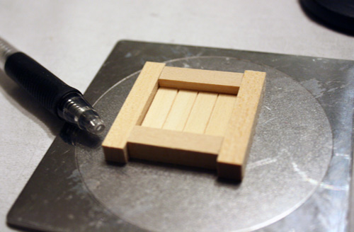 miniature dollhouse furniture building, dry fitting the pieces
