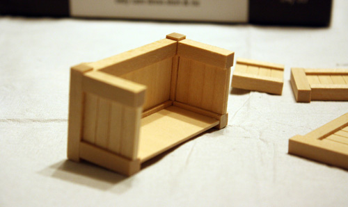 assembling miniature dollhouse furniture, outdoor planters