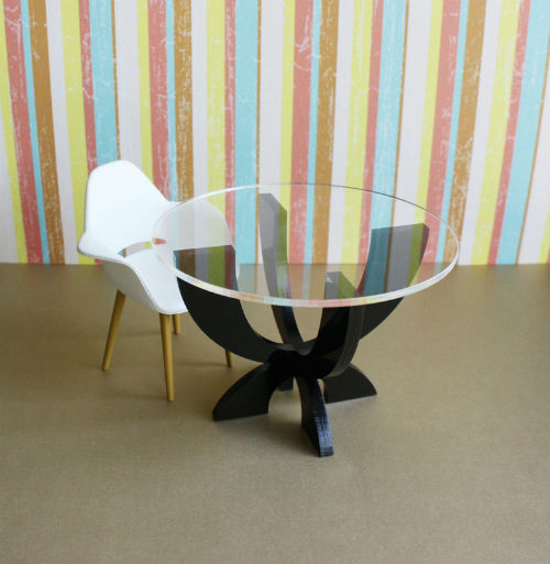 Modern Dollhouse Furniture XCurve Table, Etsy TeamMIDS Mini of the Week.