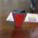 Miniature swap from FranMadeMinis: red waste basket